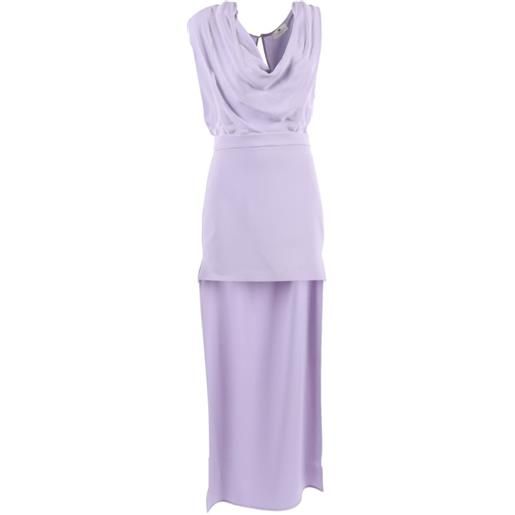 Elisabetta Franchi abito corto con scollo drappeggiato - viola