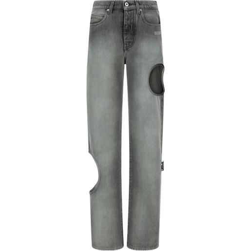 Off-White jeans dritti con dettaglio cut-out - grigio