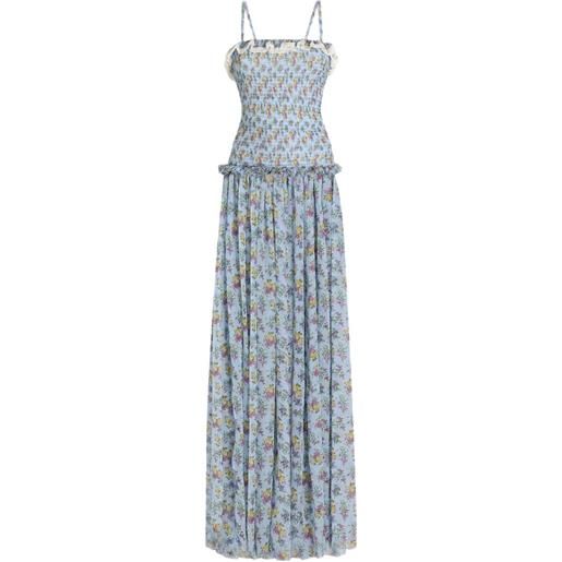 Dolce & Gabbana abito a fiori con ruches - blu