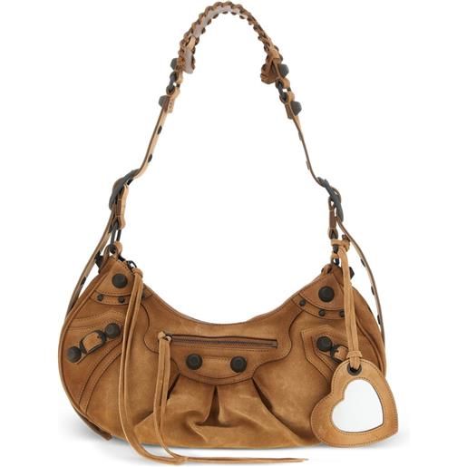 Balenciaga borsa a spalla le cagole piccola con borchie - marrone
