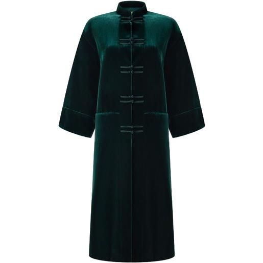 Shanghai Tang cappotto con effetto velluto - verde
