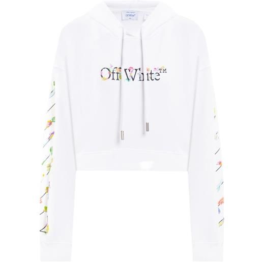 Off-White maglione a fiori con cappuccio - bianco