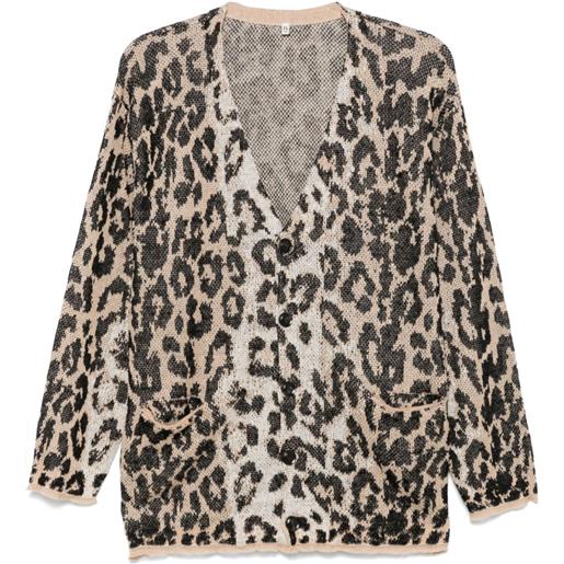 R13 cardigan leopardato jacquard - marrone