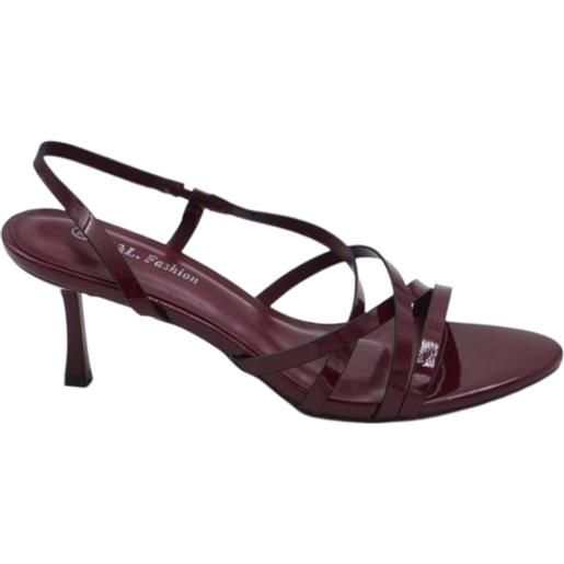 Malu Shoes sandalo donna in vernice bordeaux con fascette sottili incrociate e tacco sottile 7 cm chiusura regolabile caviglia
