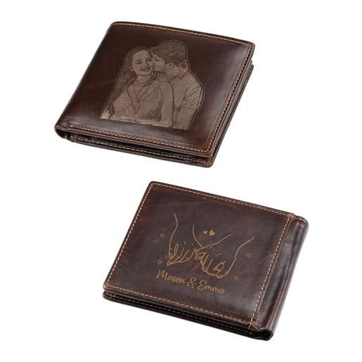 Aokizkdzsw personalizzati portafoglio uomo pelle, portafoglio ragazzo, regalo personalizzato per papà marito compleanno