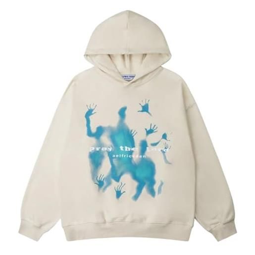 Aelfric Eden felpa oversize con cappuccio uomo sweatshirt maglia di tuta pullover cotone manica lunga hip hop hoodies autunno invernale moda unisex beige m