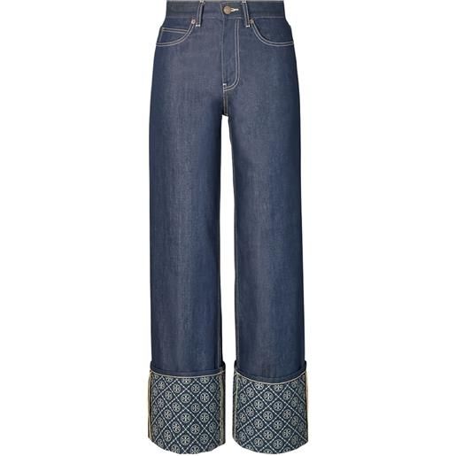 Tory Burch jeans con orli a contrasto - blu