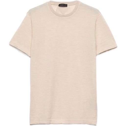 Prada t-shirt in cashmere con girocollo a coste - toni neutri
