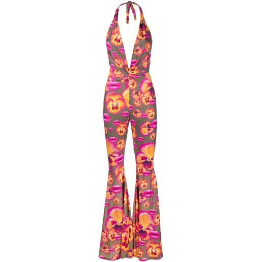 Amen tuta intera svasata a fiori - verde