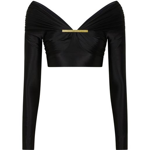 Rabanne top crop a maniche lunghe - nero