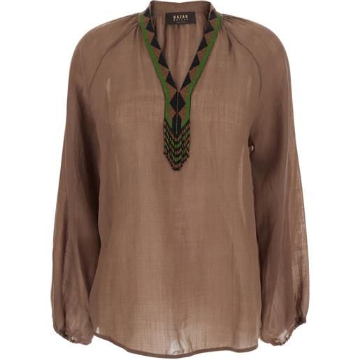 Bazar Deluxe top con scollo a v - marrone