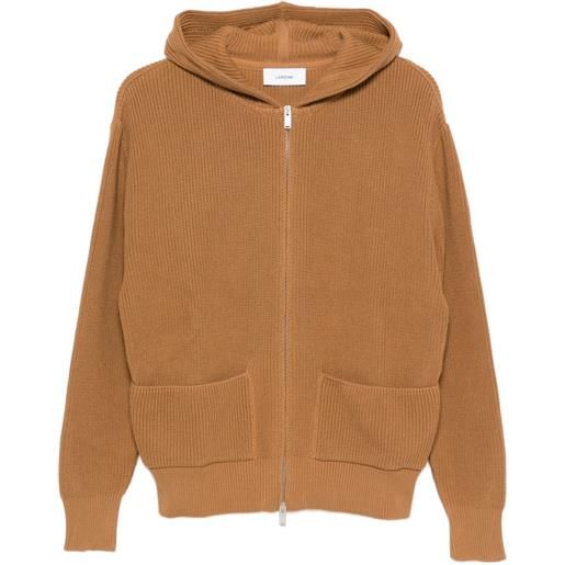 Lardini felpa con cappuccio e zip - marrone