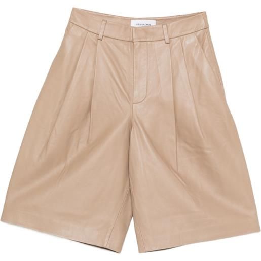 Yves Salomon shorts in pelle con pieghe - toni neutri