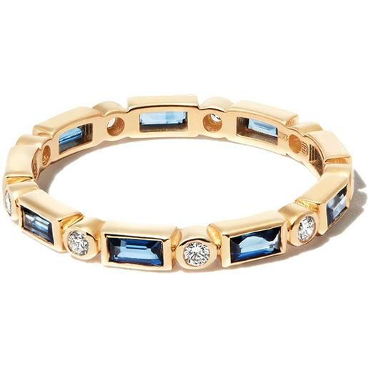 LES FOLIES Anello Veretta Girodito Con Zaffiro Blu – Argento 925 Rodiato, Unisex Rainbow Collection