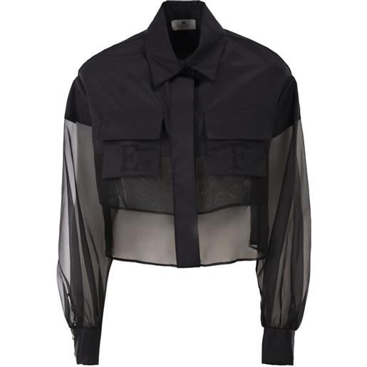 Elisabetta Franchi camicia con monogramma ef - nero