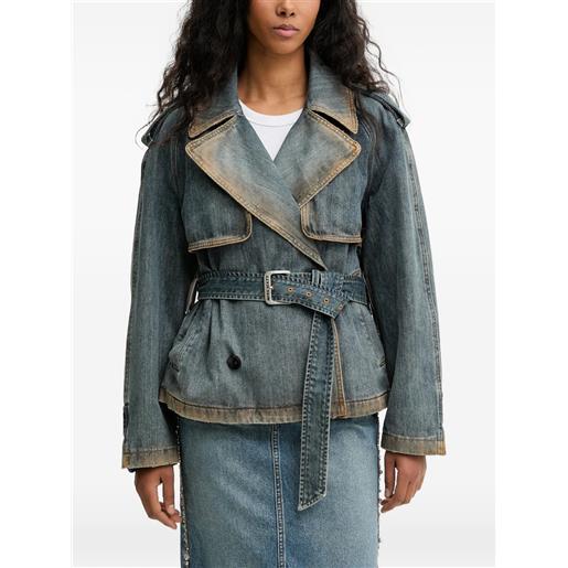 Miss Sixty giacca denim doppiopetto con cintura - blu