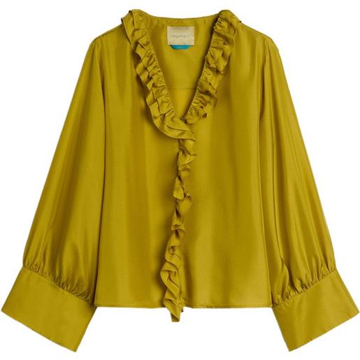 Momoni blusa con scollo a v - verde