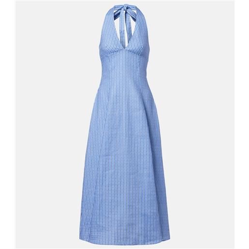Faithfull abito midi marais in lino a quadri