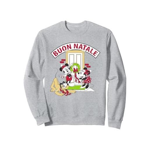 COTTON SOUL disney mickey mouse & friends buon natale felpa, unisex per adulti, grigio melange, l