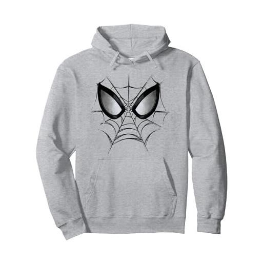 Marvel spider-man web face felpa con cappuccio, unisex per adulti, grigio melange, s