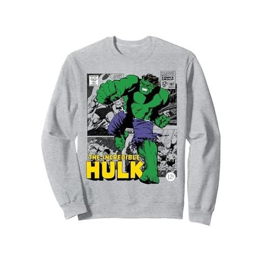 COTTON SOUL marvel hulk the incredible hulk felpa, unisex per adulti, grigio scuro, l
