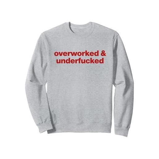 Overworked and underfucked y2k aesthetic felpa, unisex per adulti, grigio melange, xl