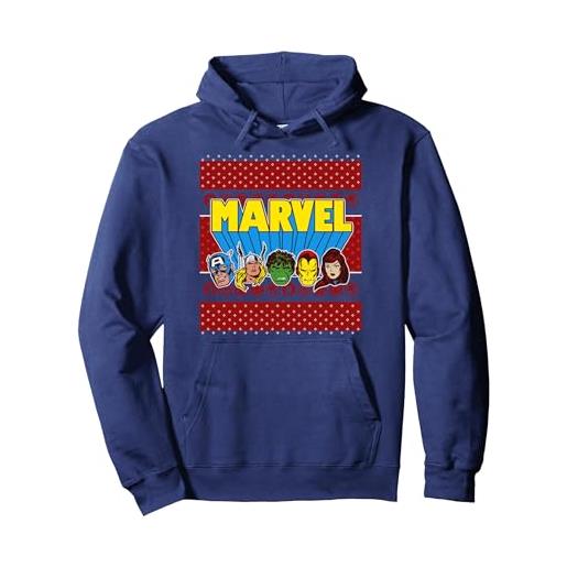 Marvel avengers classic ugly natale felpa con cappuccio, unisex per adulti, grigio melange, m