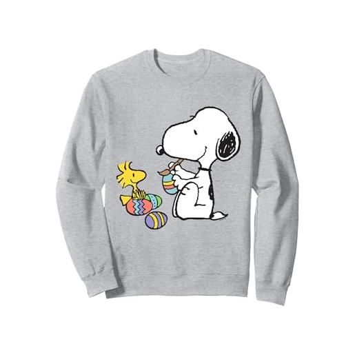 Peanuts - snoopy woodstock - pittura a forma di uovo di pasqua felpa, unisex per adulti, blu reale, m