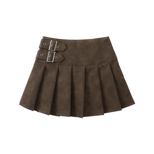 WOOKIT Donne Breve Vita Alta Pieghe Gonna Skater Scuola Di Tennis Gonna Corta Svasata Mini Gonna Da Pattinatrice Casual Solida Colore Gonna Minigonne Uniforme Scolastiche Grigio Chiaro S 42774377