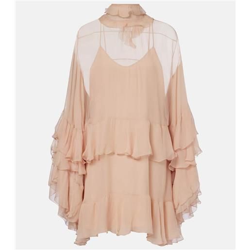 Chloe chloã© abito corto in mussola di seta con volant