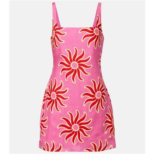 Cala de la Cruz abito corto clara in lino con stampa