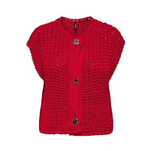 ONLY onlchloe ls rib button vest knt, salsa, xs
