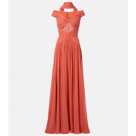 Elie Saab abito lungo in seta con pizzo