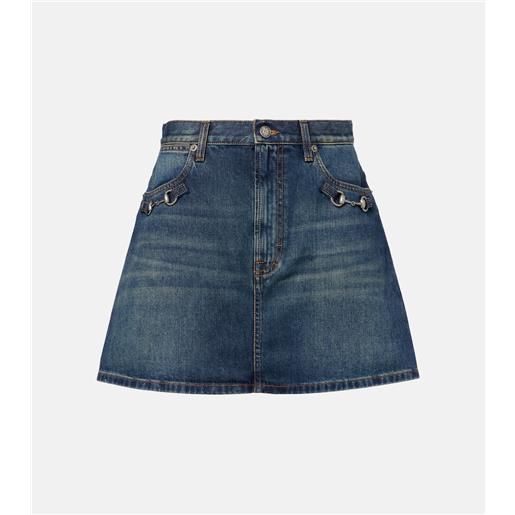 Gucci minigonna horsebit in denim