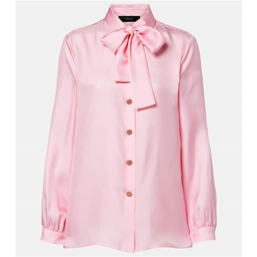 Gucci blusa in twill di seta con fiocco