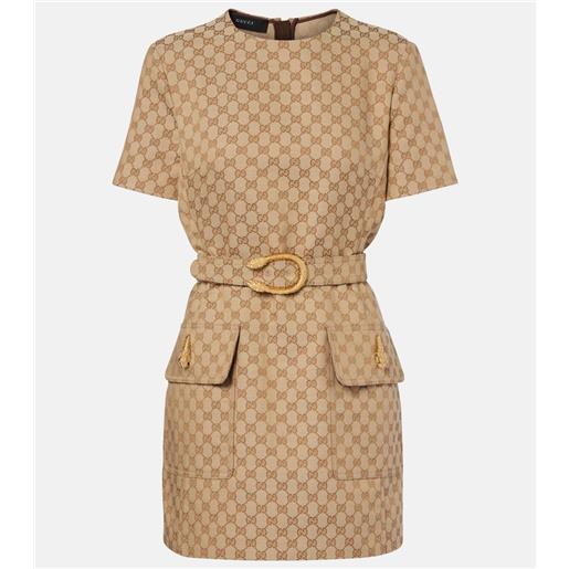 Gucci abito corto in canvas gg con cintura