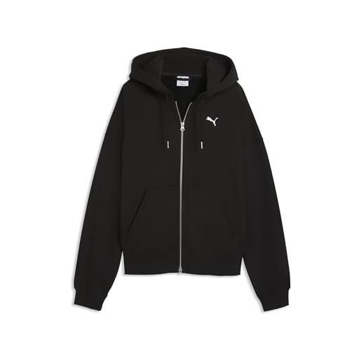 PUMA felpa oversize in pile con zip essentials da donna m, black