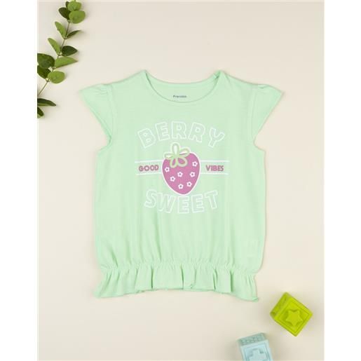 Prénatal t-shirt bambina verde bordo elasticato
