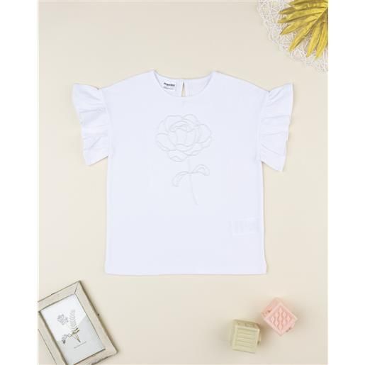 Prénatal t-shirt bianca bambina rosa ricamata