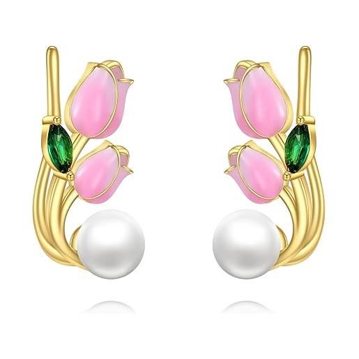 Carissima Orecchini creoli rigati 16 mm da donna in oro giallo 9 ct