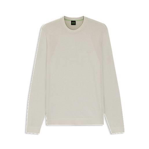 BOSS maglione in misto cotone con lavorazione bodymapping, beige chiaro