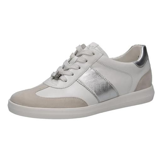 CAPRICE sneaker da donna in pelle, bianco (white/silver), 37,5 eu