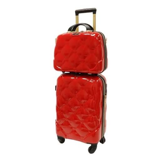 Camomilla milano set 2 pz valigeria, trolley (40 lt. ) + vanity case (15 lt. ), materiale rigido, ruote pivotanti, collezione bubble, colore rosso