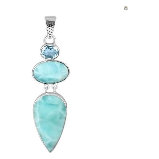 Orecchini 1 Perla Pietra Larimar IN Acciaio Inossidabile Dorato