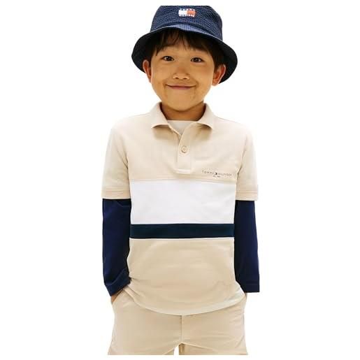 Tommy Hilfiger mini corp emb clrblock polo ss kb0kb10383 polo bambino rosso (rapid red colourblock), 14 anni