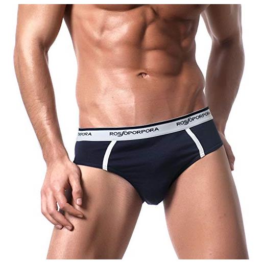 ROSSOPORPORA, set da 8 paia di slip uomo in cotone elasticizzato ed elastico esterno. Bianco/blu/nero/grigio 3/s