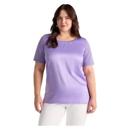Uusollecy Maglietta Estiva Da Donna, Scollo A V, Maniche Corte, In Pizzo, Tinta Unita, Taglie Forti (M-4XL) – Comoda E Traspirante – Colore Lilla, XXL