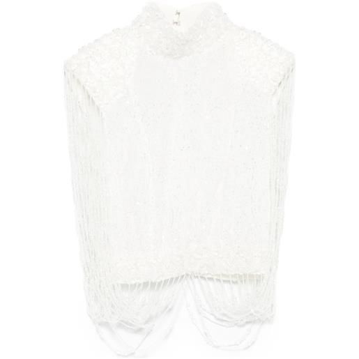 M.Marquise blusa con frange - bianco