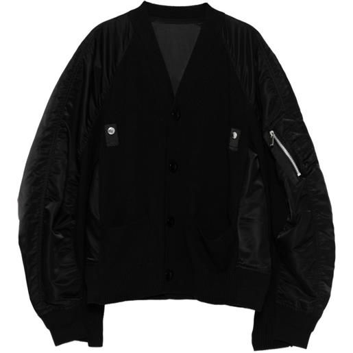 sacai cardigan con inserti - nero