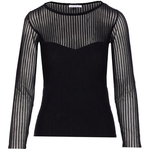 Patrizia Pepe t-shirt con inserti trasparenti - nero